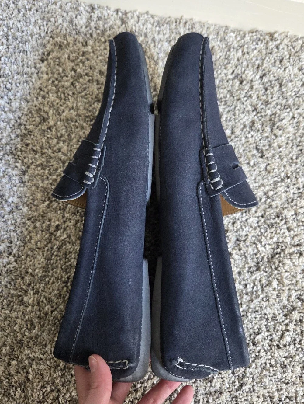 Johnston & Murphy Men's Navy Blue Suede Drivers Penny Loafers Size 12